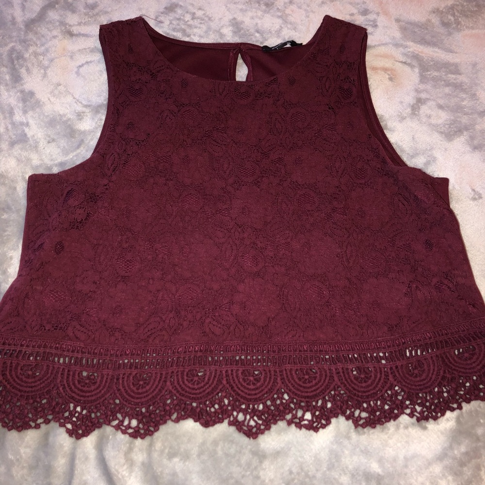 Burgundy Lace Crop Top